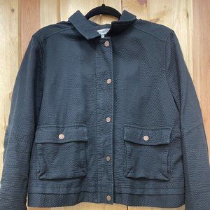 Lou & Grey Black zip and snap 100% Cotton lightweight Jacket Sz. L